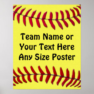Any Size Personalised SOFTBALL Posters, YOUR TEXT Poster