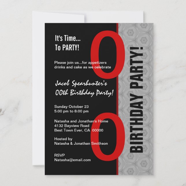 Any TEEN or TWEEN Birthday Modern Silver Black A1Z Invitation (Back)