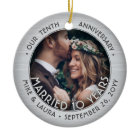 Any Text 2 Photo 10th Wedding Anniversary Faux Tin