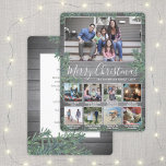 Any Text 9 Photo Collage & Captions Wood and Pine Holiday Card<br><div class="desc">Send stylish joyful greetings and share 9 of your favorite pictures with a custom photo collage holiday card. All text on this template is simple to customize to include any wording, such as Merry Christmas, Happy Holidays, Seasons Greetings, New Year Cheers etc. (IMAGE PLACEMENT TIP: An easy way to center...</div>