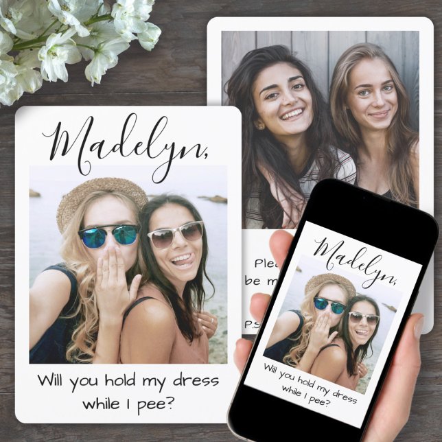 Any Text Bridesmaid / Maid of Honour Photo Proposa Invitation (Creator Uploaded)