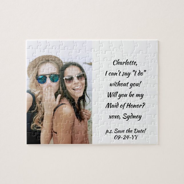 Any Text Bridesmaid / Maid of Honour Proposal Phot Jigsaw Puzzle (Horizontal)
