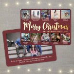 Any Text Burgundy 11 Photo Collage Christmas<br><div class="desc">Send stylish joyful greetings and share 11 of your favourite pictures with a custom photo collage burgundy and gold foil holiday card. All text on this template is simple to personalise to include any wording, such as Merry Christmas, Happy Holidays, Seasons Greetings, New Year Cheers etc. (IMAGE PLACEMENT TIP: An...</div>