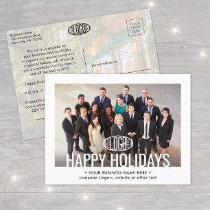 Any Text Business Promotional 2 Photo Holiday Announcement Postcard
