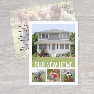 Any Text Change of Address 5 Photo Collage Moving Announcement Postcard