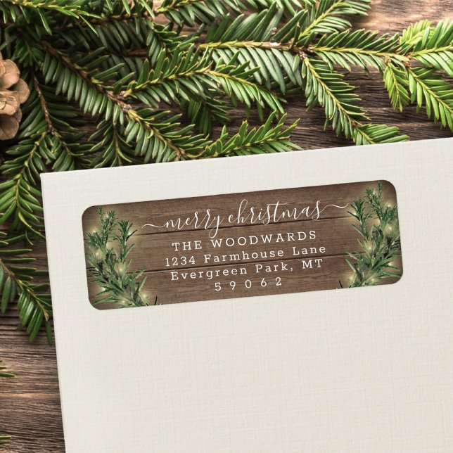 Any Text Christmas Lights & Wood Return Address (Creator Uploaded)