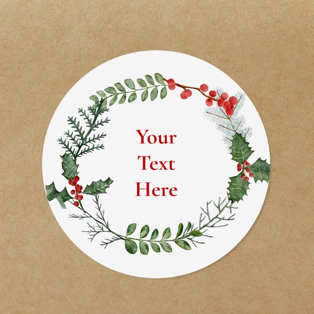 Any Text Custom Holiday Christmas Personalised Classic Round Sticker (Creator Uploaded)