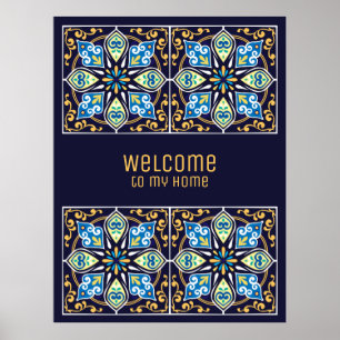 Any text customisable blue Azulejos  Poster