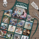 Any Text Family Photo Collage Grandpa Green White Apron<br><div class="desc">Celebrate the simple joys of family and grandkids with an elegant custom photo collage green and white apron. Pictures and all text are simple to customise. Quote that reads "My Favourite People Call Me Grandpa" can be personalised for Papa, Pop-pop, Paw-paw, Grandad, Grampa, Big Daddy, etc. (IMAGE PLACEMENT TIP: An...</div>