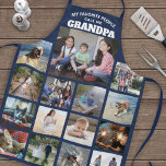 Any Text Family Photo Collage Grandpa Navy Blue Apron<br><div class="desc">Celebrate the simple joys of family and grandkids with an elegant custom photo collage navy blue and white apron. Pictures and all text are simple to customise. Quote that reads "My Favourite People Call Me Grandpa" can be personalised for Papa, Pop-pop, Paw-paw, Grandad, Grampa, Big Daddy, etc. (IMAGE PLACEMENT TIP:...</div>