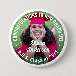 Any Text Graduation Photo Congratulations Modern 7.5 Cm Round Badge