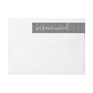 Any Text Grey Wood New Home Moving Return Address Wrap Around Label