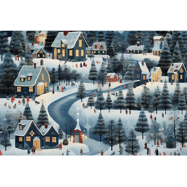 Any Text Happy Holidays Village Holiday Card (Creator Uploaded)