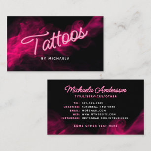 *ANY TEXT* Modern Pink Neon & Smoke Brow Shaping Business Card