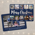 Any Text Navy Blue 11 Photo Collage Trendy Script<br><div class="desc">Send stylish joyful greetings and share 11 of your favourite pictures with a custom photo collage navy blue and rose gold foil holiday card. All text on this template is simple to personalise to include any wording, such as Merry Christmas, Happy Holidays, Seasons Greetings, New Year Cheers etc. (IMAGE PLACEMENT...</div>
