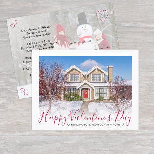 Any Text New Address Valentine's Day Photo Moving Announcement Postcard