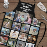 Any Text Photo Collage Best Dad Grill Master Black Apron<br><div class="desc">Celebrate the simple joys of family and kids with an elegant custom photo collage black and white apron. Pictures and all text are simple to customise. "World's Best Dad and Grillmaster Ever Est. 20YY" can include kids names and be personalised for Daddy, Pop, Papa, Grandpa, etc. IMAGE PLACEMENT TIP: An...</div>
