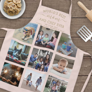 Any Text Photo Collage Best Mum Blush Pink & Gold Apron