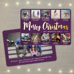 Any Text Purple 11 Photo Collage Christmas Script<br><div class="desc">Send stylish joyful greetings and share 11 of your favorite pictures with a custom photo collage purple and gold foil holiday card. All text on this template is simple to personalize to include any wording, such as Merry Christmas, Happy Holidays, Seasons Greetings, New Year Cheers etc. (IMAGE PLACEMENT TIP: An...</div>