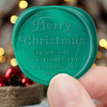 Any Text Retro Typography Christmas Return Address Wax Seal Sticker<br><div class="desc">Add a personalised finishing touch to holiday card envelopes with stylish retro return address wax seal stickers. The greeting on this template is easy to personalise with any wording, such as Merry Christmas, Happy Holidays, Seasons Greetings, or Happy New Year. As an option, change the greeting to your name, and...</div>