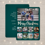 Any Text Teal 9 Photo Collage Trendy Script<br><div class="desc">Send stylish joyful greetings and share 9 of your favourite pictures with a custom photo collage teal and rose gold foil holiday card. All text on this template is simple to customise to include any wording, such as Merry Christmas, Happy Holidays, Seasons Greetings, New Year Cheers etc. (IMAGE PLACEMENT TIP:...</div>