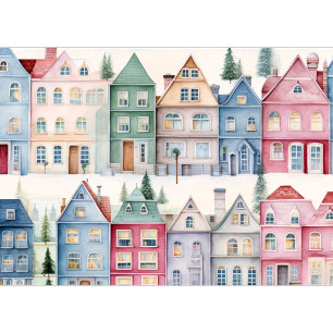 Any Text Watercolor Homes Holiday Card