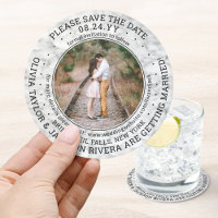 Any Text Wedding Save the Date Photo Faux Marble