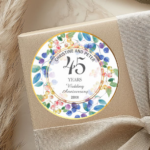 Any Wedding (45) Anniversary Gold Frame Berries Classic Round Sticker