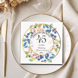 Any Wedding (45) Anniversary Gold Frame Berries  Napkin