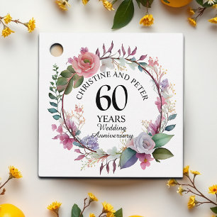 Any Wedding (60) Elegant Floral Anniversary Favour Tags