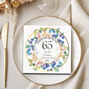 Any Wedding (65) Anniversary Gold Frame Berries Napkin