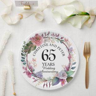 Any Wedding (65) Elegant Floral Anniversary Paper Plate