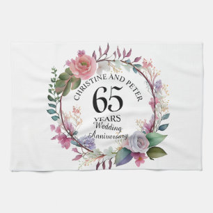 Any Wedding (65) Elegant Floral Anniversary Tea Towel