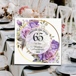 Any Wedding (65) Gold Frame Roses Anniversary Napkin