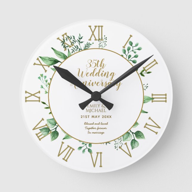 ANY Wedding Anniversary Gift - Personalised Round Clock (Front)