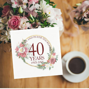 Any Wedding Blush Roses Anniversary Napkin
