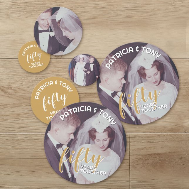 ANY YEAR - 50th Wedding Anniversary & Photo Confetti (Custom Wedding Anniversary Confetti with Photos)