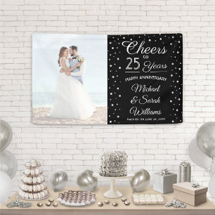 Any Year Anniversary 1 Photo Black White 25th Banner