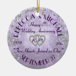 Any Year Anniversary Lavender Ceramic Tree Decoration