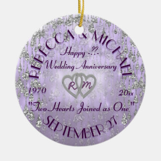 Any Year Anniversary Lavender Ceramic Tree Decoration