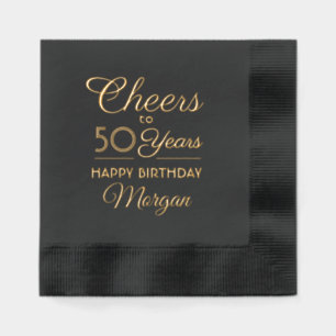 Any Year Birthday Cheers Elegant Script Real Foil Napkins