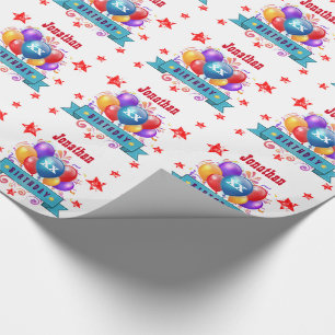 Any Year Birthday Festive Colourful Balloons V04A Wrapping Paper