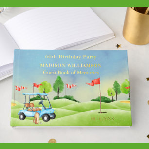 Any Year Birthday Party Golf Theme Real Gold  Guest Book