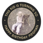 Any Year Birthday Photo Elegant Black & Gold 50th