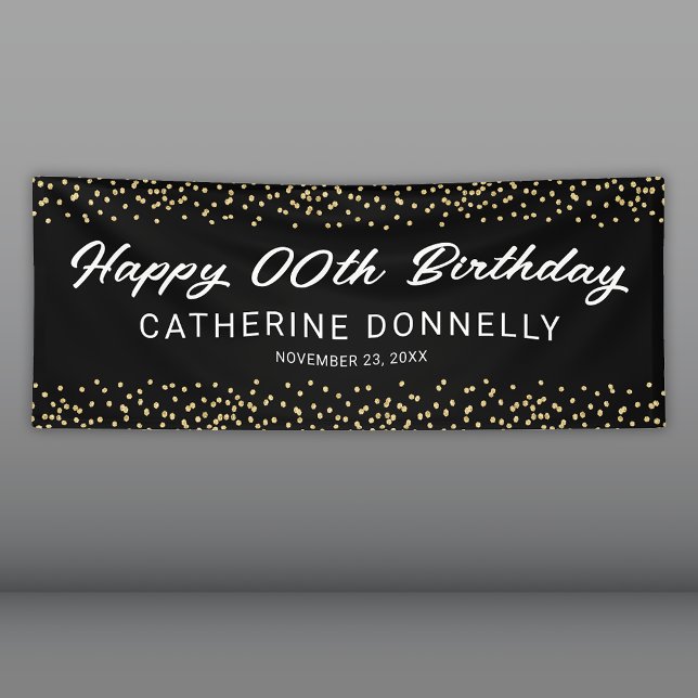 Any Year Black Gold Happy Birthday Banner (Creator Uploaded)