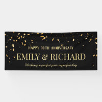ANY YEAR Black Gold Wedding Anniversary Banner