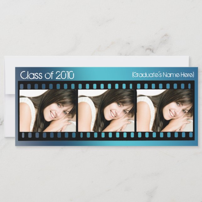 Any Year ~ Blue Film Graduation Announcement (Front)