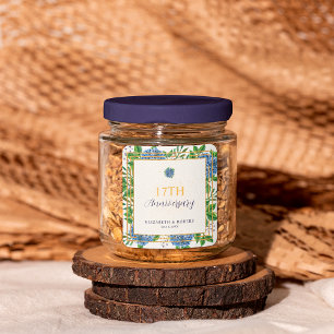 Any Year Blue Hydrangea Wedding Anniversary Square Sticker