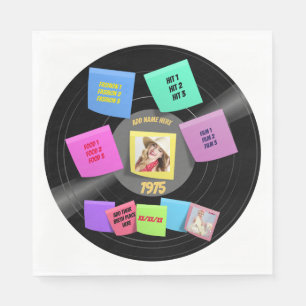 ANY Year Born 60s 70s Vinyl Record Photo Custom Napkin
