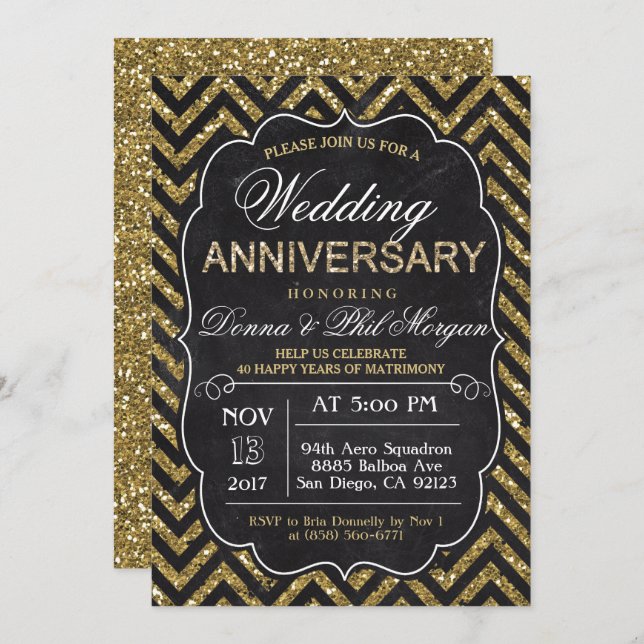 ANY YEAR - CHALK Wedding Anniversary Invitation (Front/Back)